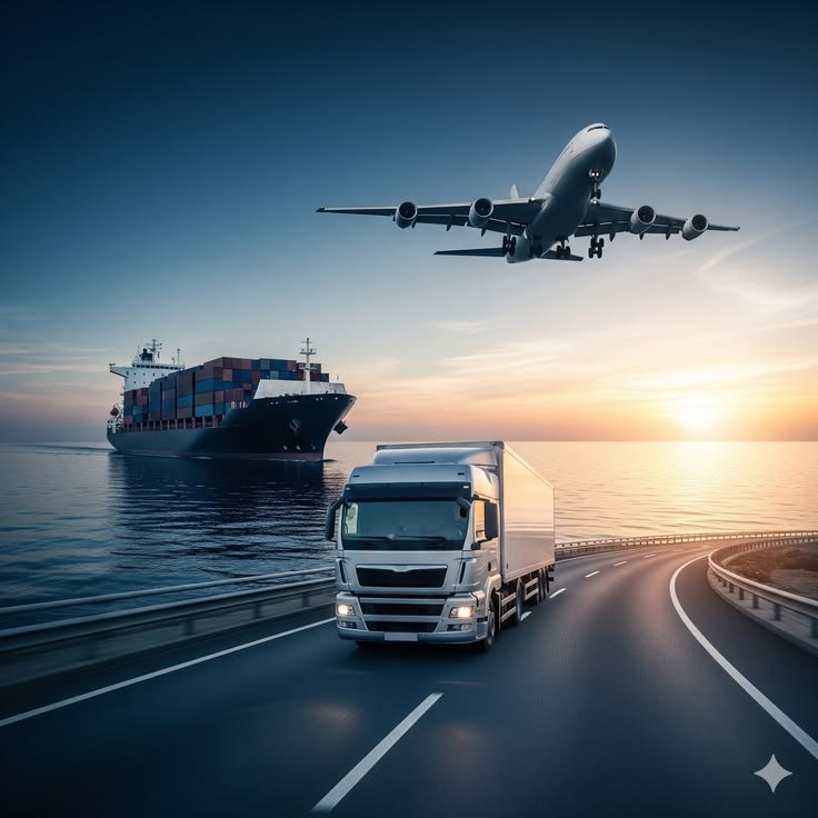 Global logistics route map concept